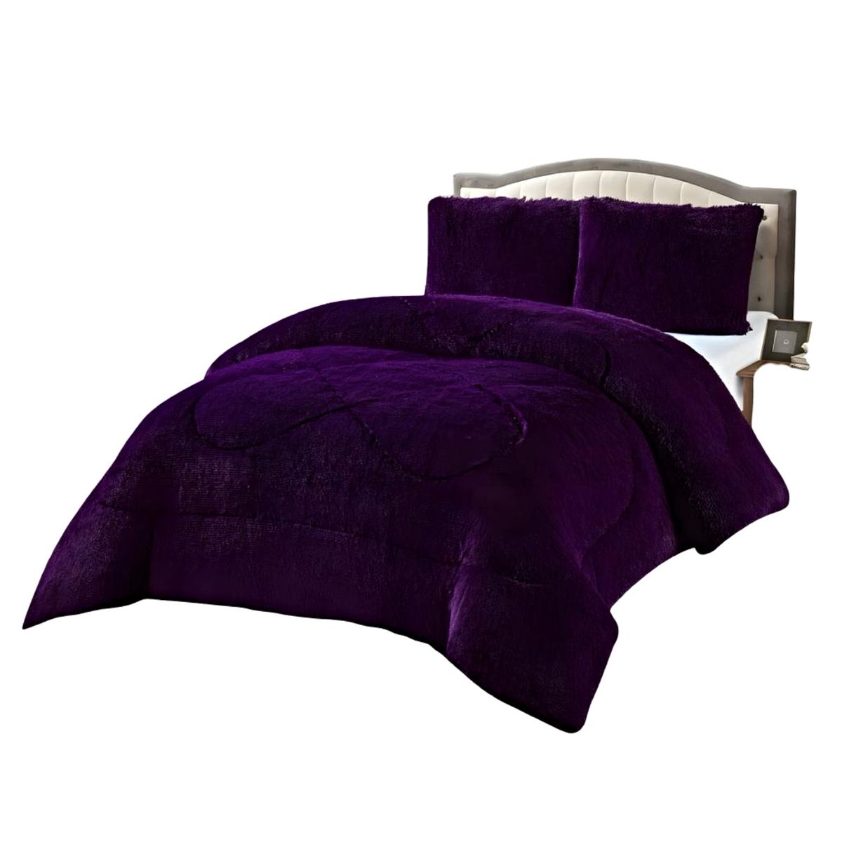GENERICO - CUBRECAMA CHIPORRO PELUDO PLAZA Y MEDIA MORADO 180X230