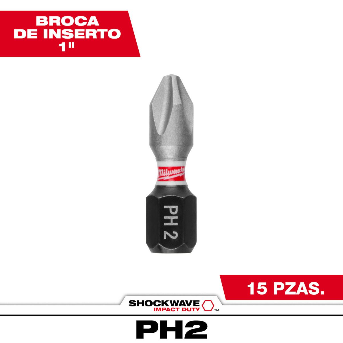 MILWAUKEE - Set De 25 Puntas + Adaptador De Impacto Milwaukee Ph2 X 25mm