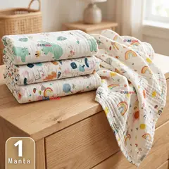 JUMP KIDS - Manta Muselina 70x 70 CM Bebé Niña Multiuso 100% Algodón Colores Surtidos