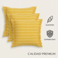 ARMONIA - Pack 3 Fundas gruesas CROCHE FLECOS AMARILLO Modelo 752 Elegante para Living Sofá