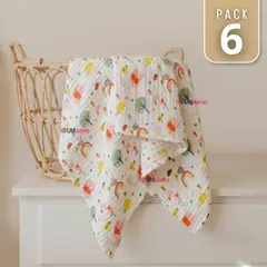 JUMP KIDS - Pack 6 Mantas Muselina 70x 70 CM Bebé Niña Multiuso 100% Algodón Colores Surtidos