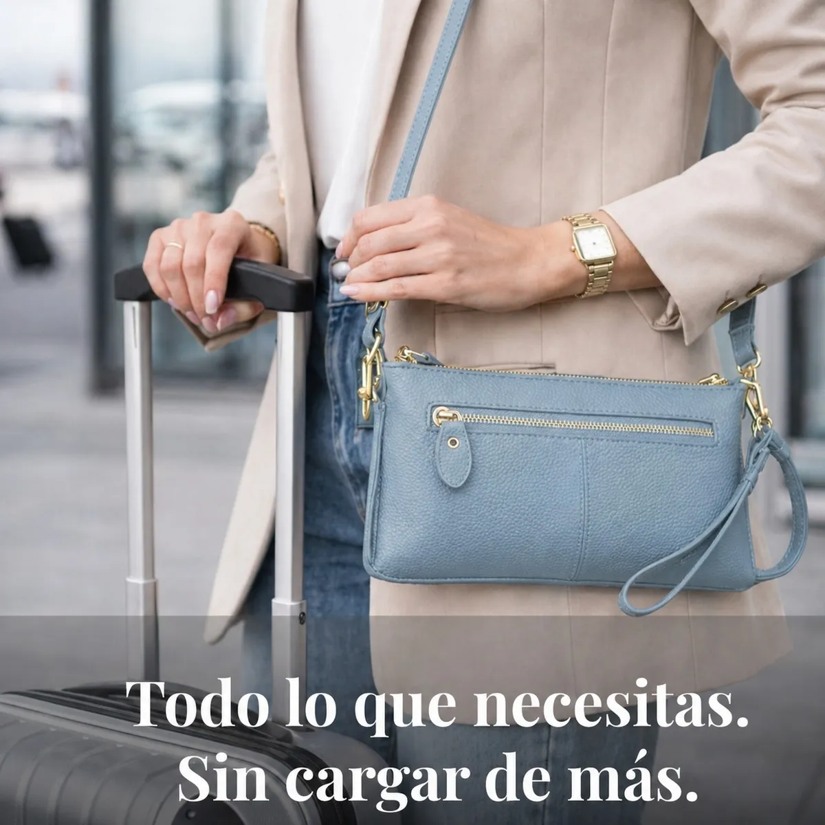 ITERLEVE - Cartera Bandolera Para Mujer De Cuero Pequeña Rectangular