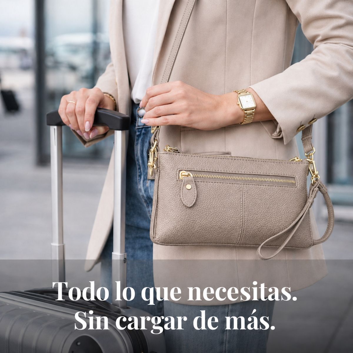 ITERLEVE - Cartera Bandolera Para Mujer De Cuero Pequeña Rectangular