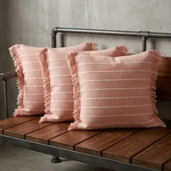 ARMONIA - Pack 3 Fundas Gruesa Croche Flecos Rosa 752 Diseño Elegante para Living y Sofá