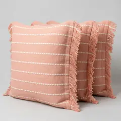 ARMONIA - Pack 3 Fundas Gruesa Croche Flecos Rosa 752 Elegante Diseño Tejido para Cojín