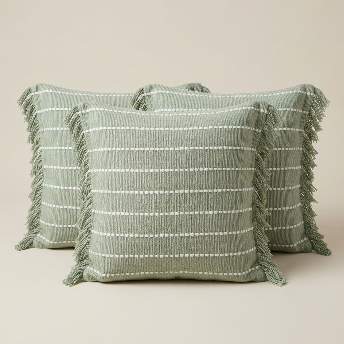 ARMONIA - Pack 3 Fundasgruesa Croche Flecos Verde 752 Pack Decorativo 45x45 Estilo y Confort
