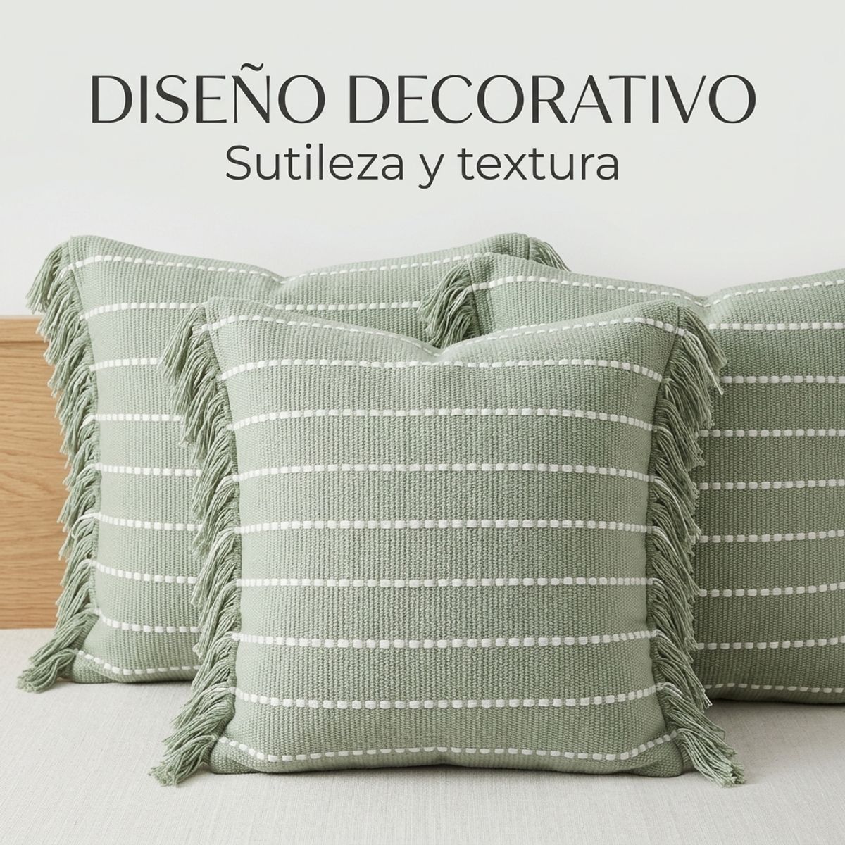 ARMONIA - Pack 3 Fundasgruesa Croche Flecos Verde 752 Pack Decorativo 45x45 Estilo y Confort