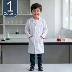 UTILISIMO - Cotona Delantal Blanca Escolar Colegio Unisex Niño Niña Manga Larga Bata