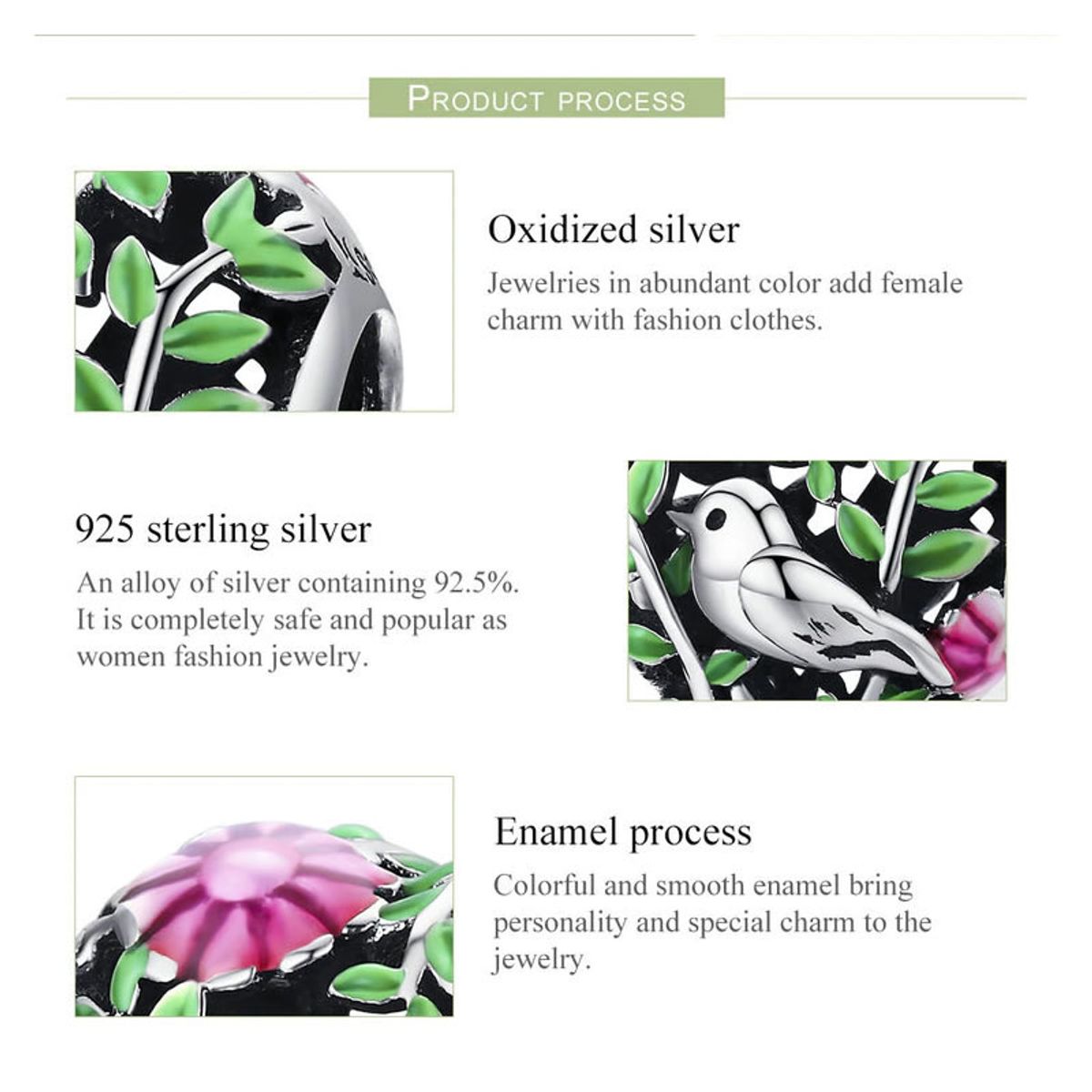 TODOJOYAS - Charm Dije Plata 925 Corazon Colibri