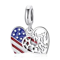 TODOJOYAS - Charm Dije Plata 925 Bandera Usa Happy 4th July