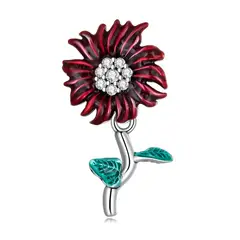 TODOJOYAS - Charm Dije Plata 925 Flor Margarita Roja