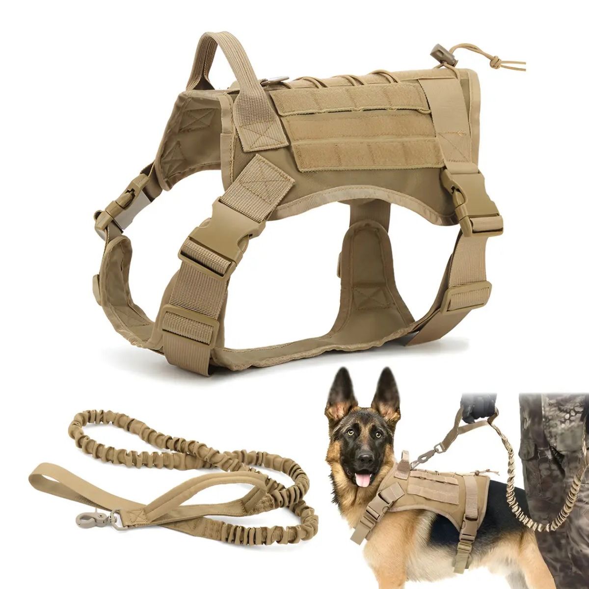 GENERICO - Arnés Táctico de Nailon con Correa Para Perros Medianos y Grandes, Talla M Labg