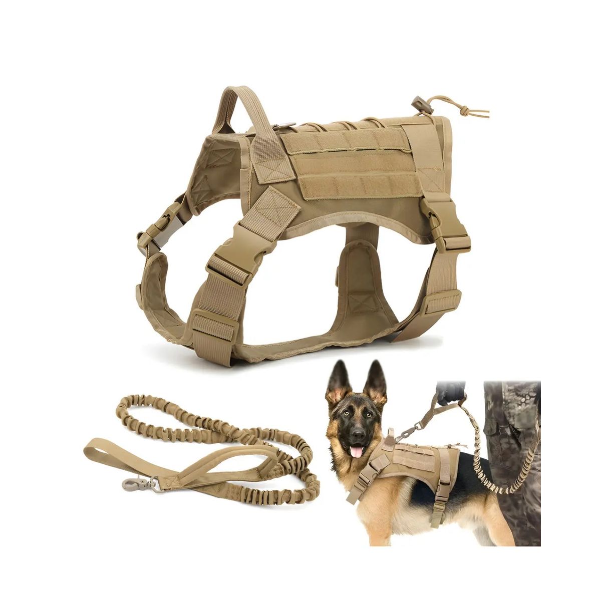 GENERICO - Arnés Táctico de Nailon con Correa Para Perros Medianos y Grandes, Talla M Labg