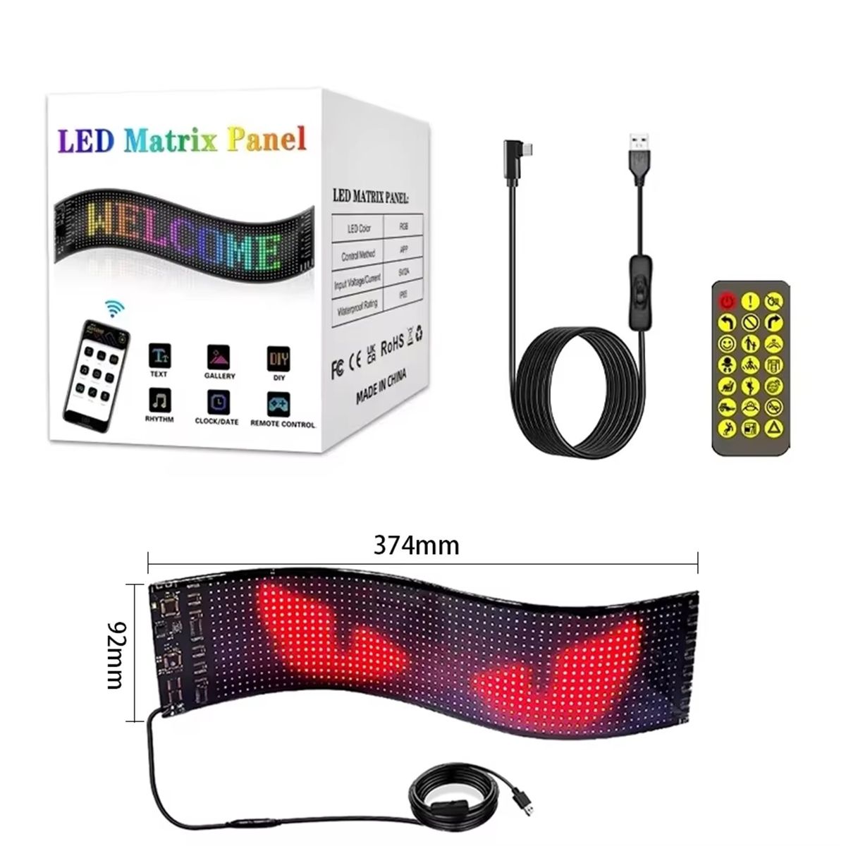 GENERICO - Letrero Led Flexible Programable Para Auto O Camión