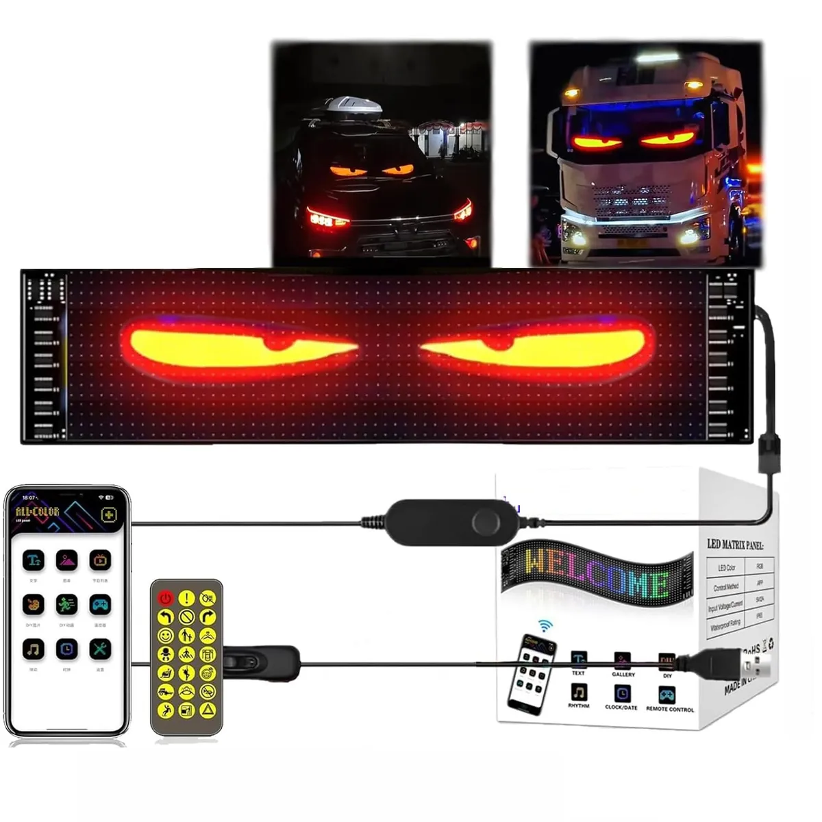 GENERICO - Letrero Led Flexible Programable Para Auto O Camión