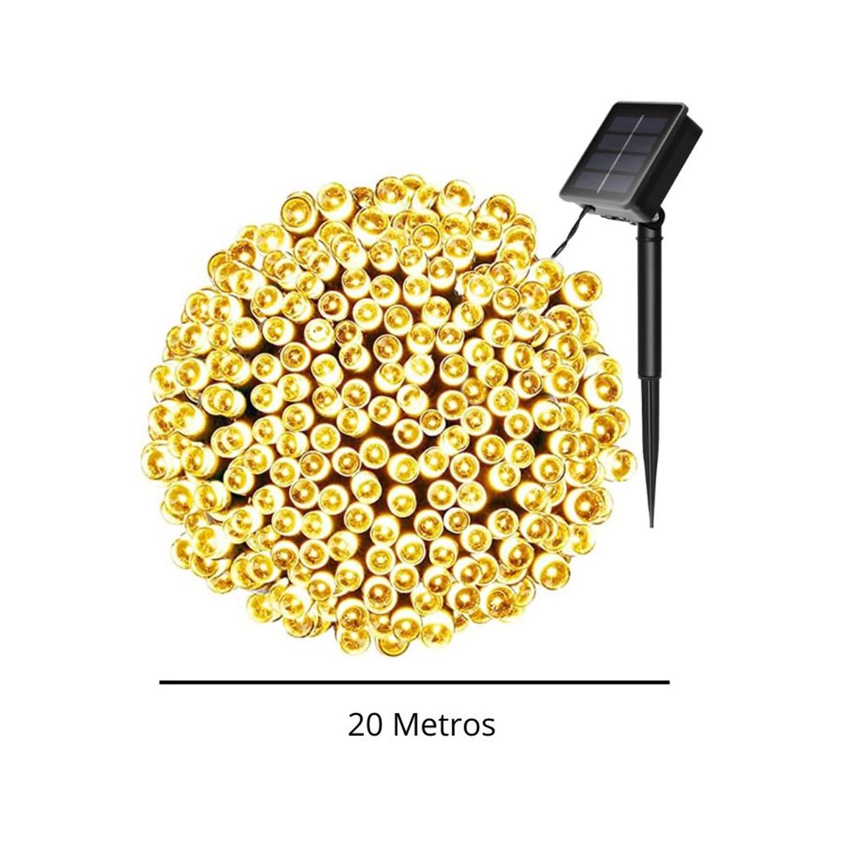 GENERICO - Luces De Exteriores 200 LED Amarillas Con Panel Solar 20 Metros