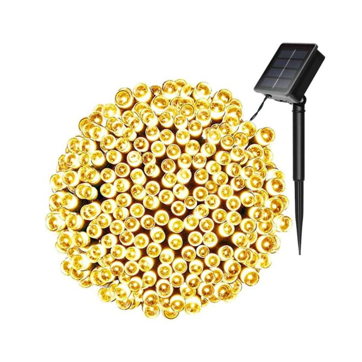 GENERICO - Luces De Exteriores 200 LED Amarillas Con Panel Solar 20 Metros