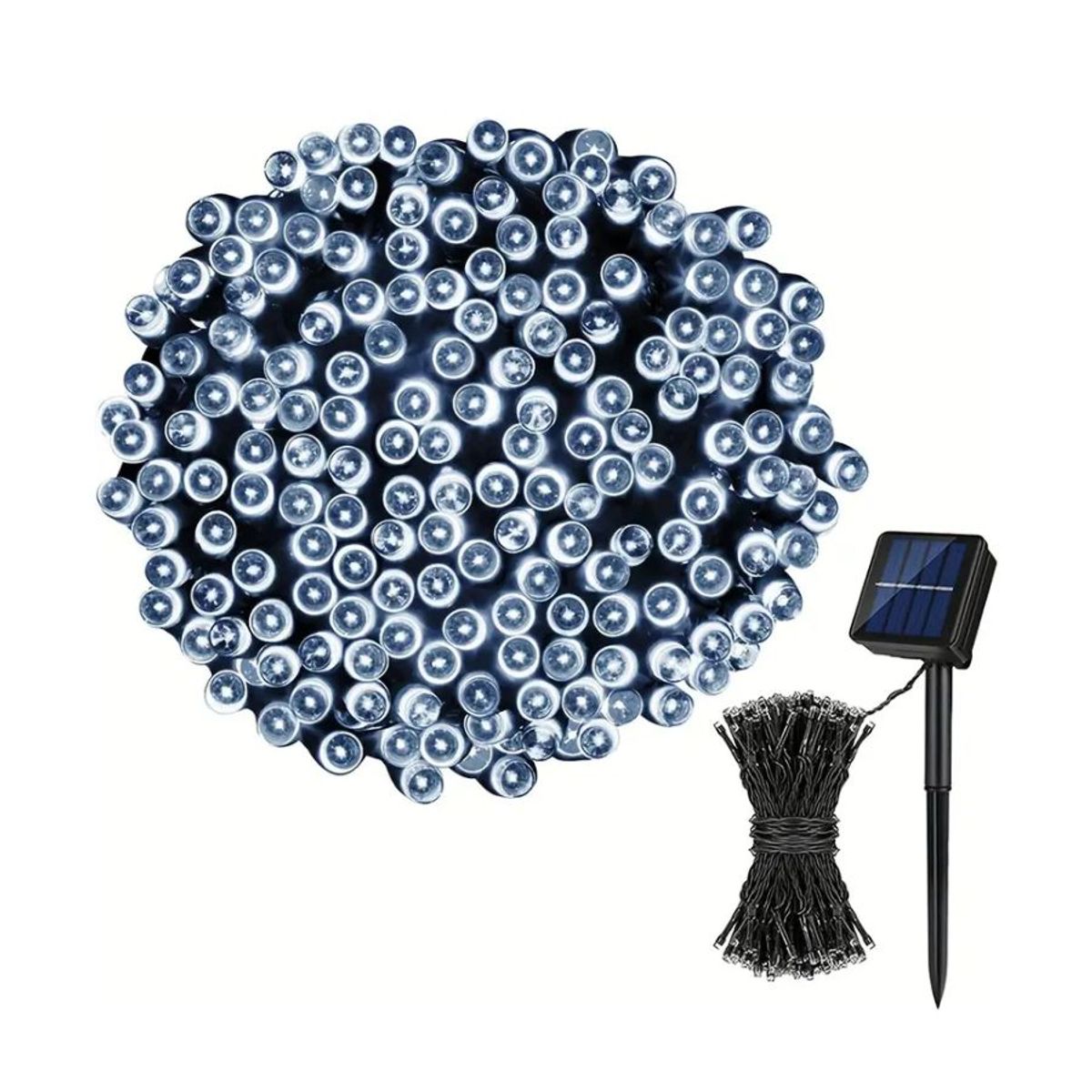 GENERICO - Luces De Exteriores 200 LED Blancas Con Panel Solar 20 Metros