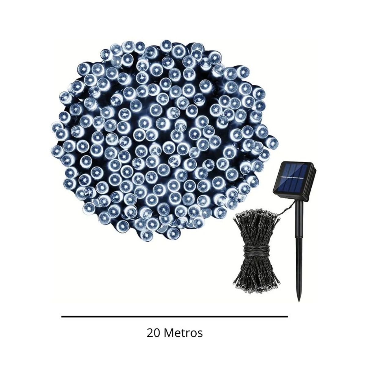 GENERICO - Luces De Exteriores 200 LED Blancas Con Panel Solar 20 Metros