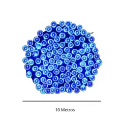GENERICO - Luces De Exteriores 100 LED Azules Con Panel Solar 10 Metros