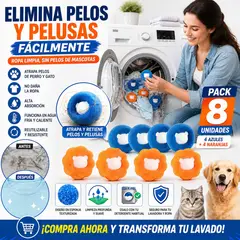 DEFF - 8 Bolas De Esponja Saca Pelusas Para Lavadora Removedor De Pelos de mascota