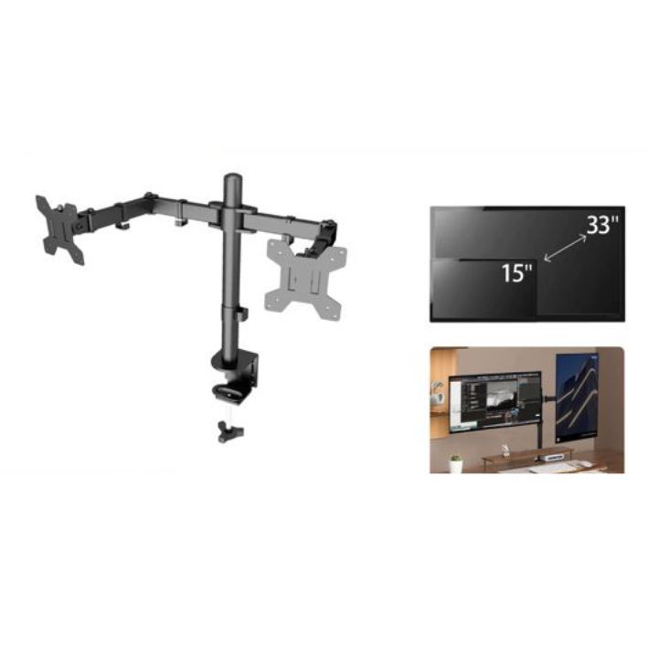 GENERICO Soporte Dual De Escritorio Para 2 Monitores/TV 15-33" Negro Brazos Articulados Independientes