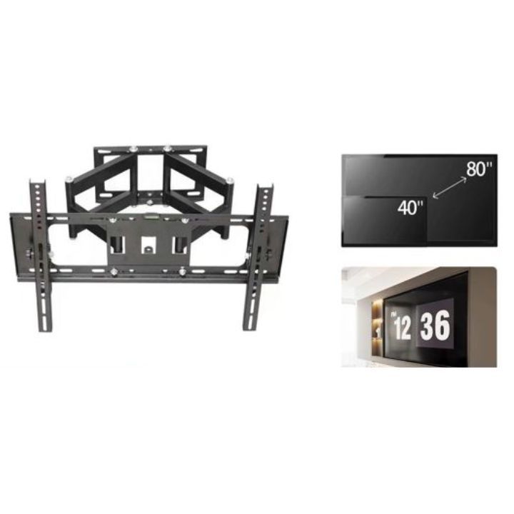GENERICO Soporte Articulado De Doble Brazo Para TV 40-80 - Negro Acero Reforzado - Carga Máxima 65kg