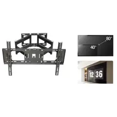 GENERICO - Soporte Articulado De Doble Brazo Para TV 40-80 - Negro Acero Reforzado - Carga Máxima 65kg