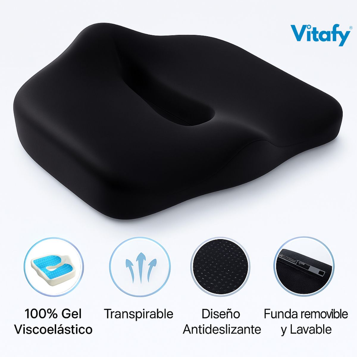 GENERICO - Cojín Ortopédico Gel Coxis Antideslizante Ergonómico Vitafy