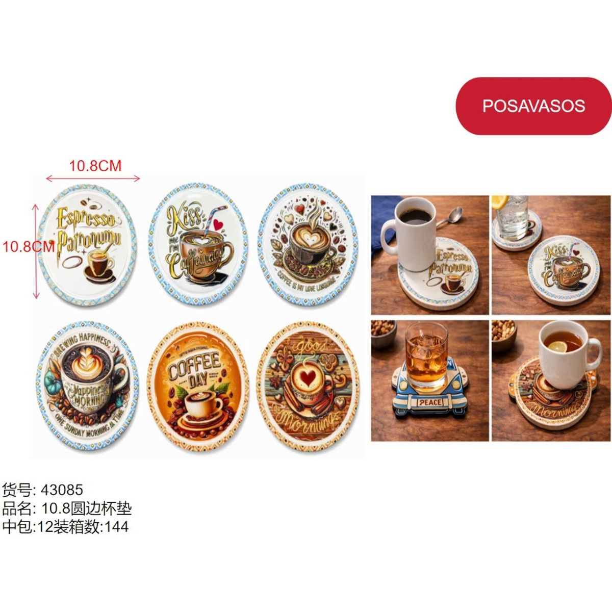 GENERICO - Posavasos (MULTICOLOR VOLKSWAGEN COMBI 12 cm x 11 cm) 43085