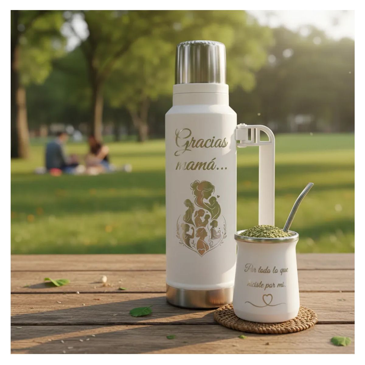 MORLAN - Set Matero Acero Personalizado Regalo Día De La Madre Blanco