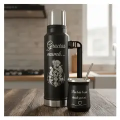 MORLAN - Set Matero Acero Personalizado Regalo Día De La Madre Negro