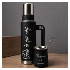 MORLAN - Set Matero Acero Personalizado Regalo Día De La Madre Negro