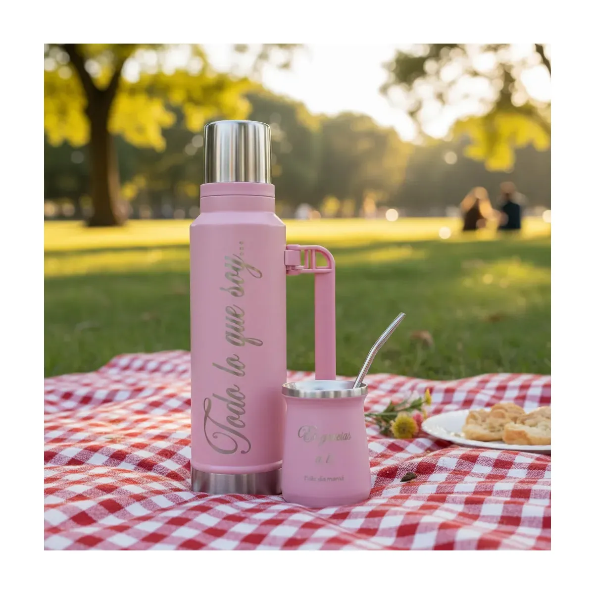 MORLAN - Set Matero Acero Personalizado Regalo Día De La Madre Rosado
