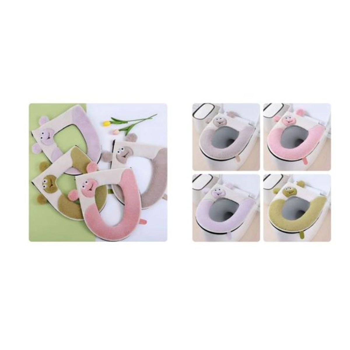 GENERICO - Funda Para Asiento De Inodoro De Felpa Lavable - Diseños Surtidos Talla Universal Elástico 1PCS
