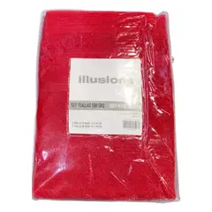 ILLUSIONS - Set Toalla Baño + Mano 100% Algodón 500 Grs Sandia