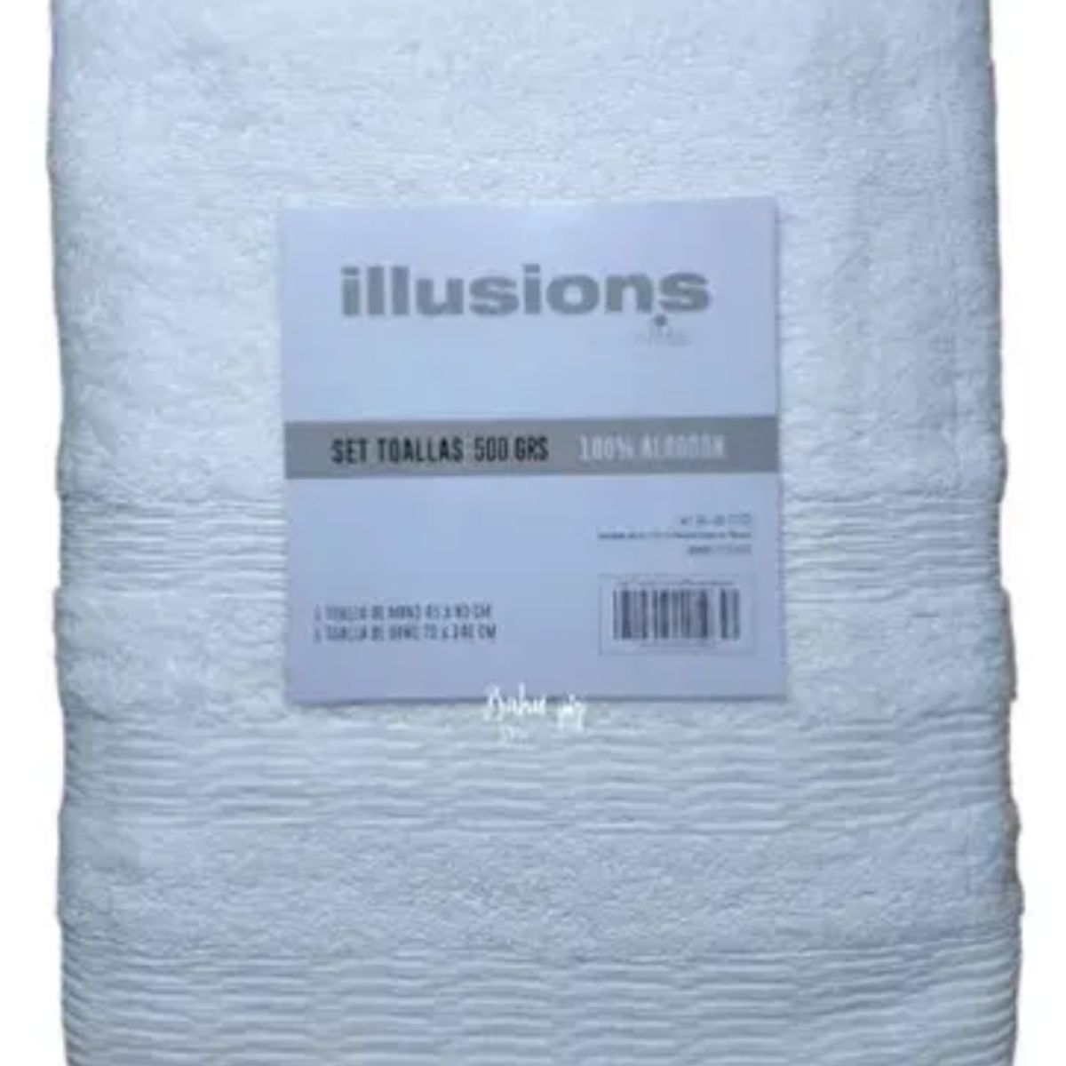 ILLUSIONS - Set Toalla Baño + Mano 100% Algodón 500 Grs Illusions Blanco