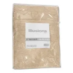 ILLUSIONS - Set Toalla Baño + Mano 100% Algodón 500 Grs Beige