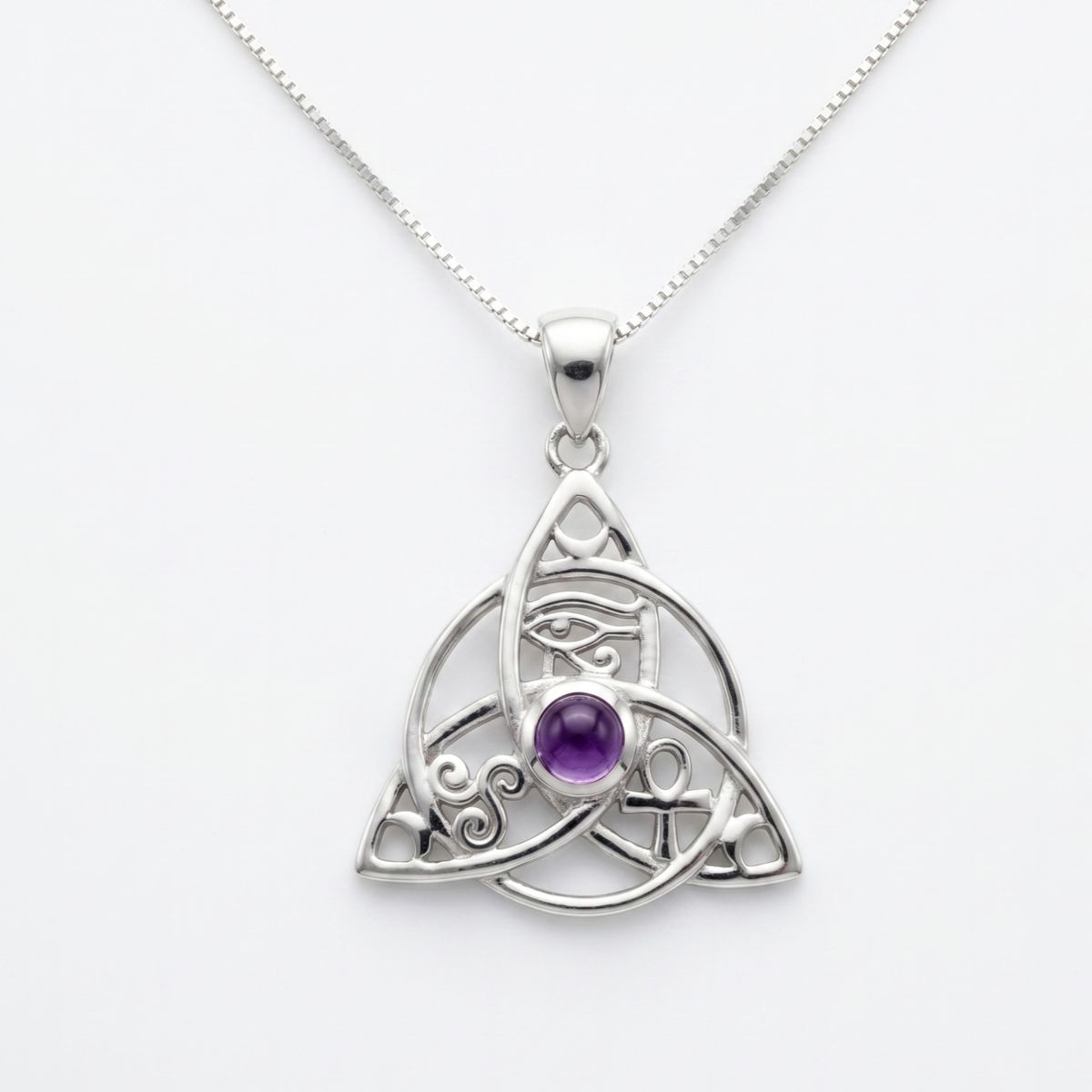 LK LUKSO - Collar Amuleto Triqueta Amatista Plata Ley 925