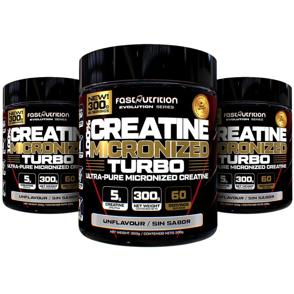 SUPRALABS - Pack 3 Creatinas monohidratadas 300g Fast Nutrition 180 porciones