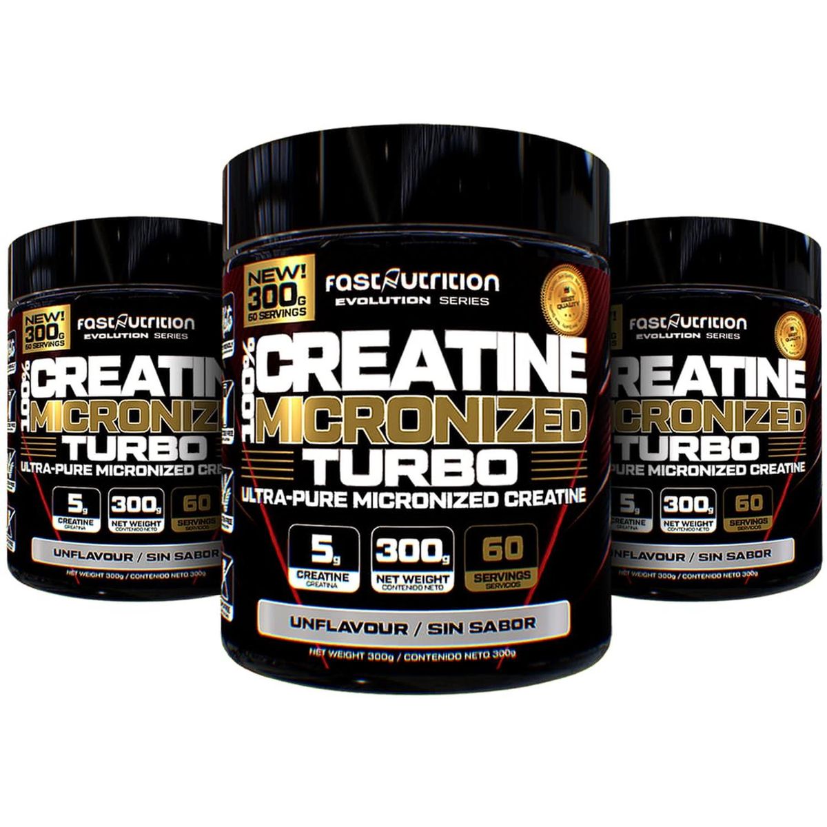 SUPRALABS - Pack 3 Creatinas monohidratadas 300g Fast Nutrition 180 porciones