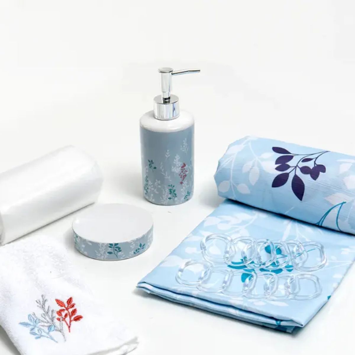 MASHINI - Set Cortina De Baño 6 Piezas Mashini Choapa