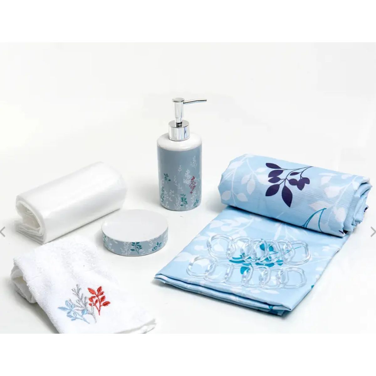 MASHINI - Set Cortina De Baño 6 Piezas Mashini Choapa