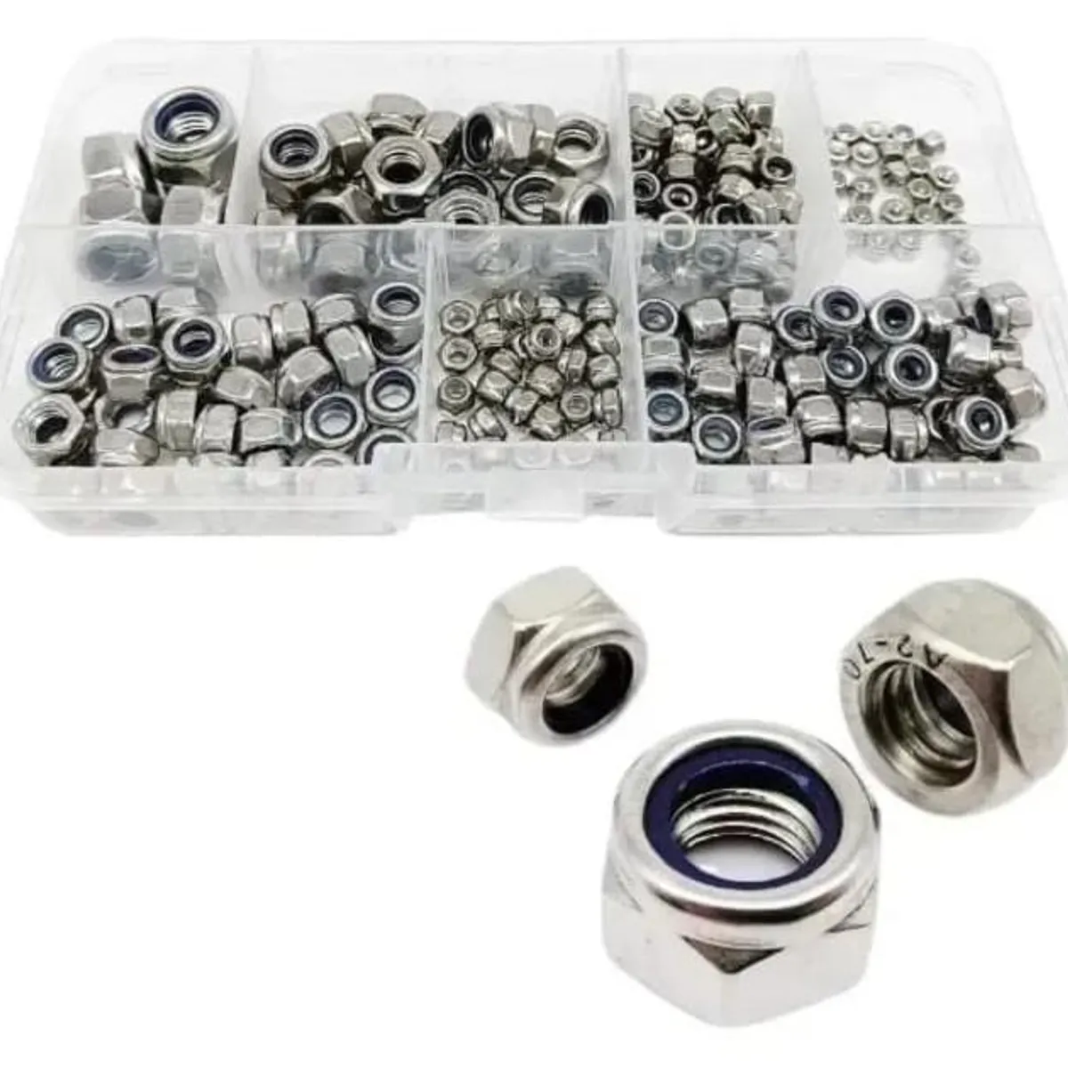 200 Tuercas hexagonales acero inoxidable surtidas, marca GENERICO - Foto Principal