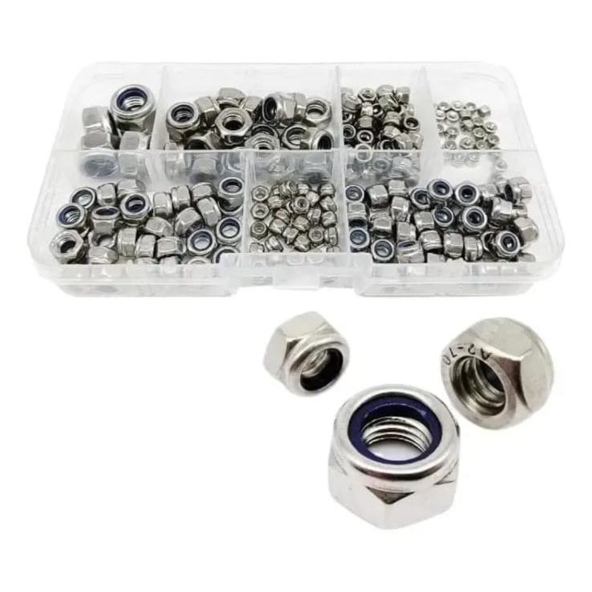 200 Tuercas hexagonales acero inoxidable surtidas, marca GENERICO - Foto Principal