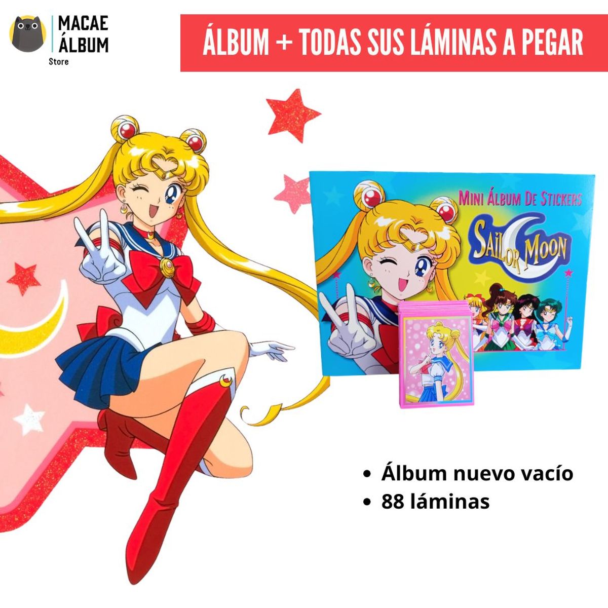 GENERICO - Álbum Sailor Moon Mini rmst 96´ + Todas Sus Láminas A Pegar
