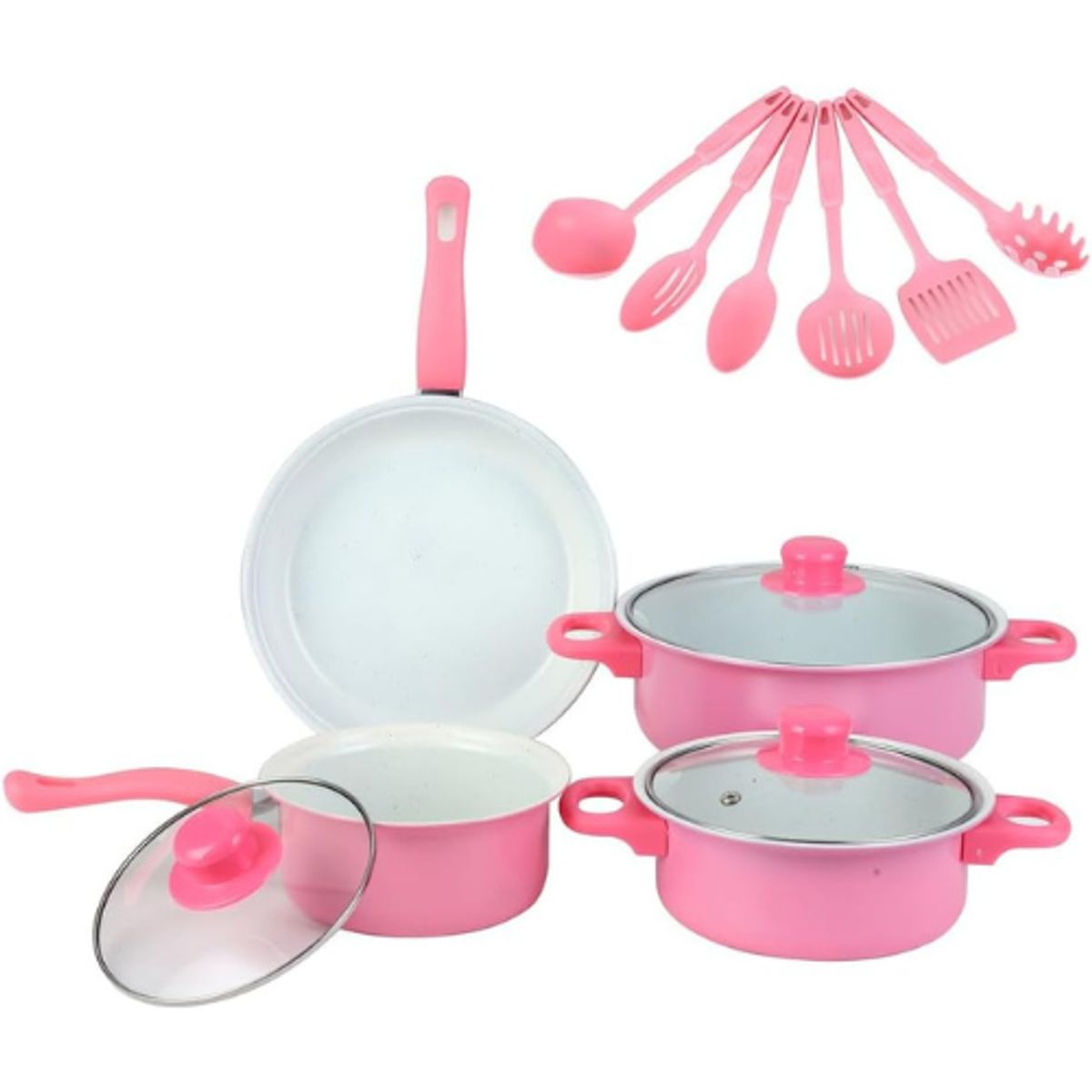 GENERICO - Set 12 Piezas de Ollas Rosa DR-13