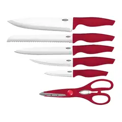 BRINOX - Set 5 Cuchillos Cross Para Cocina Rojo