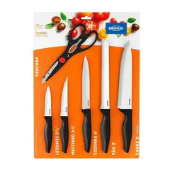 BRINOX - Set 5 Cuchillos Cross Para Cocina Negro