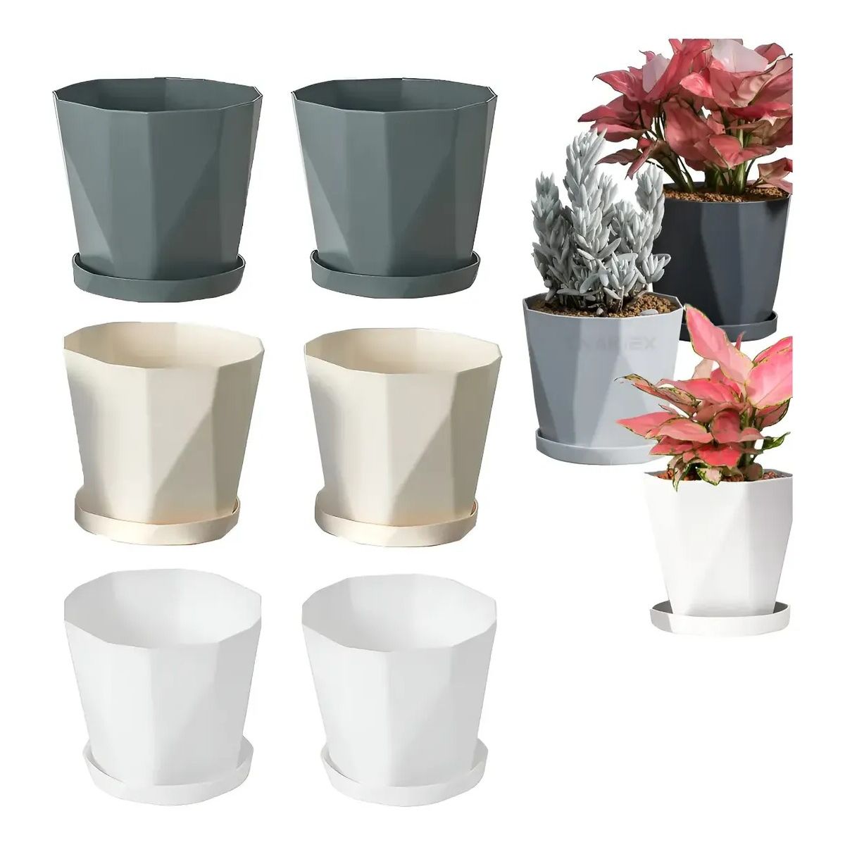 GENERICO - 6 Pcs Moldes De Macetas De Plastico Con Jardinera Labg